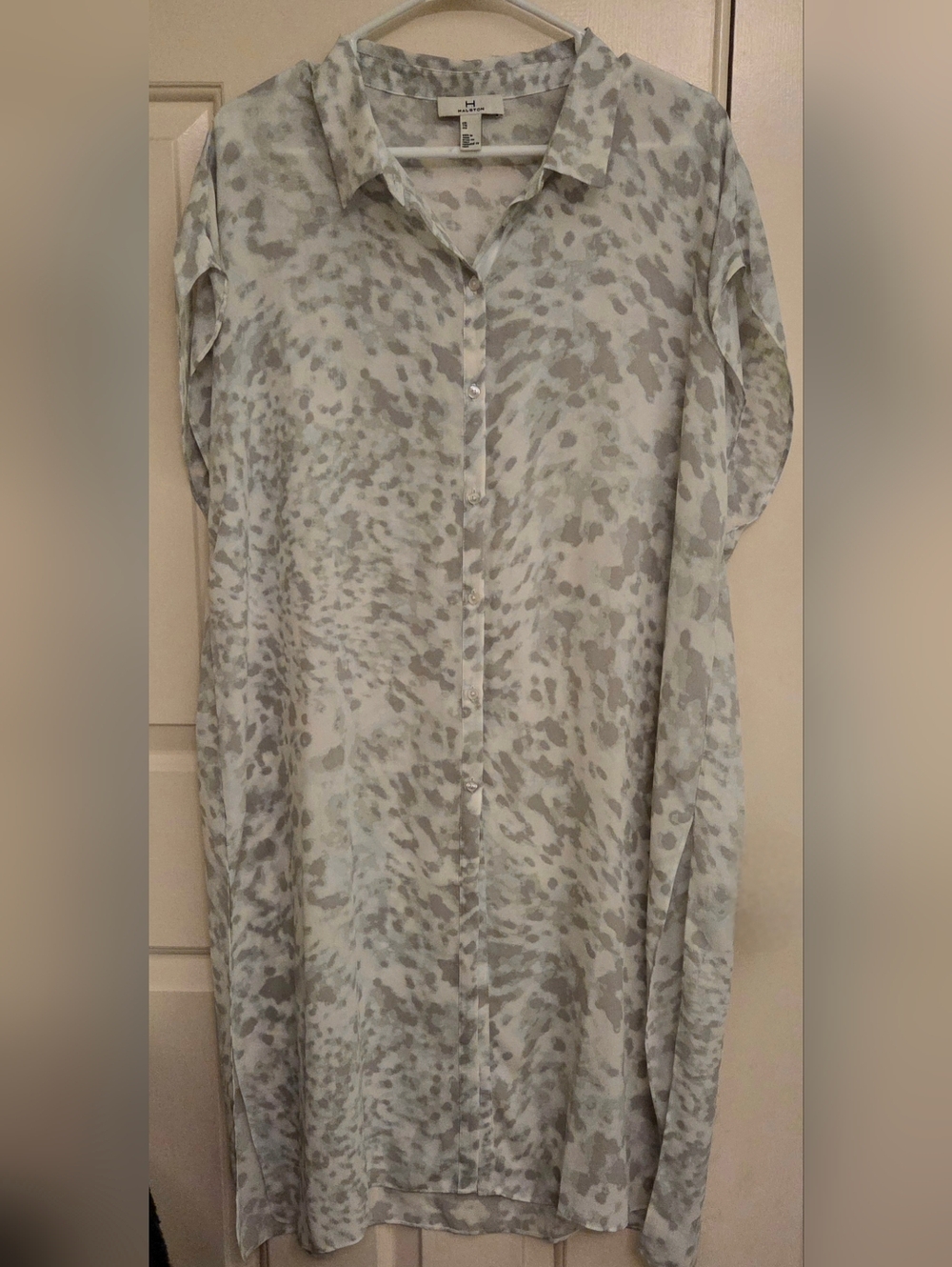 H by Halston Button Down Animal-Print Swim Coverup